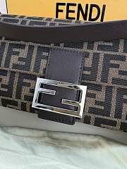 Kitlife Fendi Tobacco Brown FF Jacquard Fabric Bag Silver Buckle 27x6x15cm - 4
