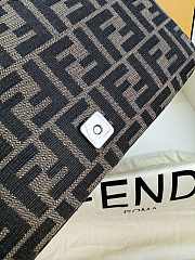 Kitlife Fendi Tobacco Brown FF Jacquard Fabric Bag Silver Buckle 27x6x15cm - 3
