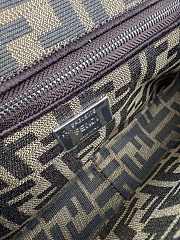 Kitlife Fendi Tobacco Brown FF Jacquard Fabric Bag Silver Buckle 27x6x15cm - 2