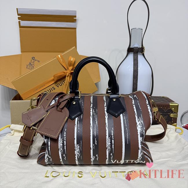 Kitlife Louis Vuitton Speedy P.9 Bandoulière 30 Bag Striped Brown & Black M21122 32x18x22.5cm - 1