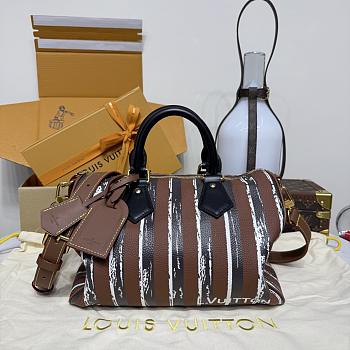 Kitlife Louis Vuitton Speedy P.9 Bandoulière 30 Bag Striped Brown & Black M21122 32x18x22.5cm