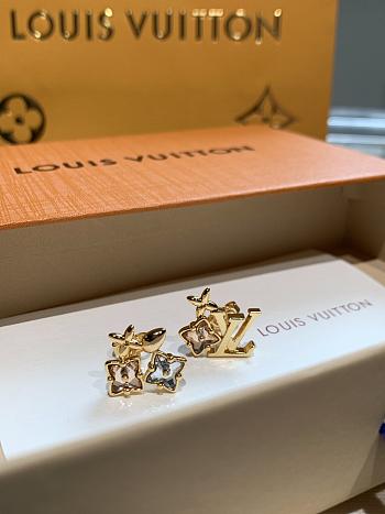 Kitlife Louis Vuitton Pink Diamond Flower Asymmetrical Earrings