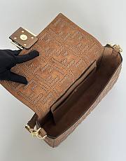 Kitlife Fendi Baguette Cappuccino-coloured Leather Bag With FF Interlacing 27x6x15cm - 3