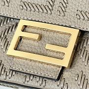 Kitlife Fendi Baguette Grey-coloured Leather Bag With FF Interlacing 27x6x15cm - 6