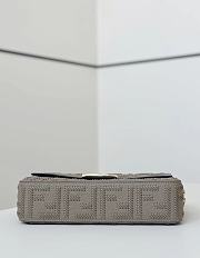 Kitlife Fendi Baguette Grey-coloured Leather Bag With FF Interlacing 27x6x15cm - 5