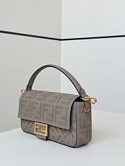 Kitlife Fendi Baguette Grey-coloured Leather Bag With FF Interlacing 27x6x15cm - 2