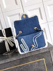 Kitlife Chanel Denim Shearling Hieroglyph Flap Blue Bag 20cm - 5