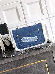 Kitlife Chanel Denim Shearling Hieroglyph Flap Blue Bag 20cm - 3