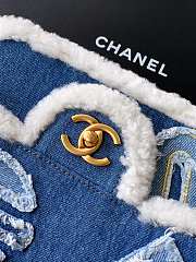 Kitlife Chanel Denim Shearling Hieroglyph Flap Blue Bag 20cm - 2