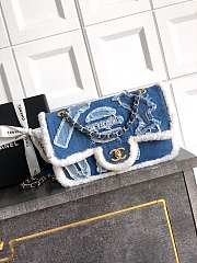 Kitlife Chanel Denim Shearling Hieroglyph Flap Blue Bag 26cm - 1