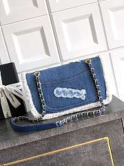 Kitlife Chanel Denim Shearling Hieroglyph Flap Blue Bag 26cm - 4