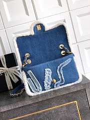 Kitlife Chanel Denim Shearling Hieroglyph Flap Blue Bag 26cm - 3