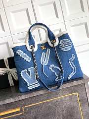 Kitlife Chanel Denim Shearling Hieroglyph Blue Tote Bag 29x40x14.5cm - 1