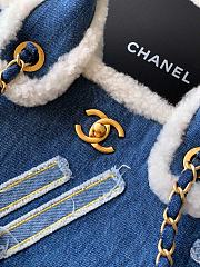 Kitlife Chanel Denim Shearling Hieroglyph Blue Tote Bag 29x40x14.5cm - 5