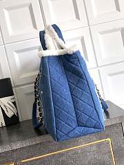Kitlife Chanel Denim Shearling Hieroglyph Blue Tote Bag 29x40x14.5cm - 2