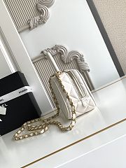 Kitlife Chanel Mini Bowling Bag White Leather AS5572 11.5x20x8.5cm - 5