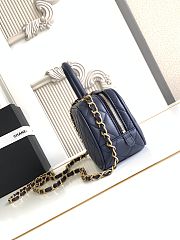 Kitlife Chanel Mini Bowling Bag Dark Blue Leather AS5572 11.5x20x8.5cm - 5