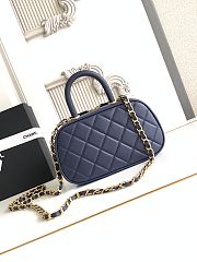 Kitlife Chanel Mini Bowling Bag Dark Blue Leather AS5572 11.5x20x8.5cm - 3