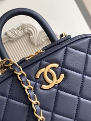 Kitlife Chanel Mini Bowling Bag Dark Blue Leather AS5572 11.5x20x8.5cm - 2