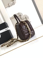 Kitlife Chanel Mini Bowling Bag Dark Brown Leather AS5572 11.5x20x8.5cm - 4