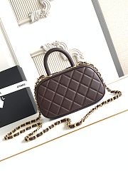 Kitlife Chanel Mini Bowling Bag Dark Brown Leather AS5572 11.5x20x8.5cm - 3