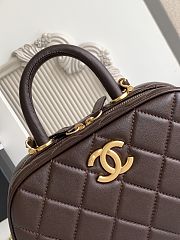 Kitlife Chanel Mini Bowling Bag Dark Brown Leather AS5572 11.5x20x8.5cm - 2