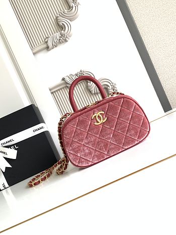 Kitlife Chanel Mini Bowling Bag Red Velvet AS5572 11.5x20x8.5cm