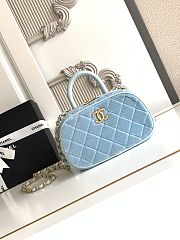 Kitlife Chanel Mini Bowling Bag Blue Velvet AS5572 11.5x20x8.5cm - 1