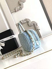 Kitlife Chanel Mini Bowling Bag Blue Velvet AS5572 11.5x20x8.5cm - 6