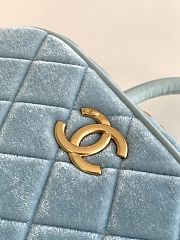 Kitlife Chanel Mini Bowling Bag Blue Velvet AS5572 11.5x20x8.5cm - 2