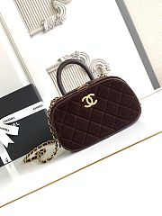 Kitlife Chanel Mini Bowling Bag Dark Brown Velvet AS5572 11.5x20x8.5cm - 1