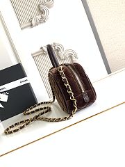 Kitlife Chanel Mini Bowling Bag Dark Brown Velvet AS5572 11.5x20x8.5cm - 6