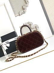 Kitlife Chanel Mini Bowling Bag Dark Brown Velvet AS5572 11.5x20x8.5cm - 5