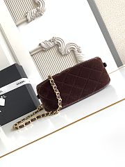 Kitlife Chanel Mini Bowling Bag Dark Brown Velvet AS5572 11.5x20x8.5cm - 4