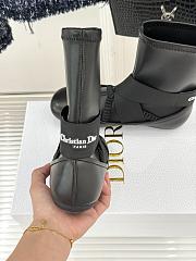 Kitlife Dior 25WF Lettered Cross Elastic Band Ballet Stretch Ankle Boots Black  - 6