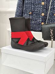Kitlife Dior 25WF Lettered Cross Elastic Band Ballet Stretch Ankle Boots Black & Red - 1