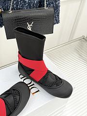 Kitlife Dior 25WF Lettered Cross Elastic Band Ballet Stretch Ankle Boots Black & Red - 6