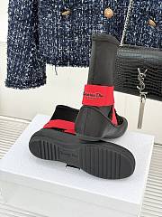 Kitlife Dior 25WF Lettered Cross Elastic Band Ballet Stretch Ankle Boots Black & Red - 4