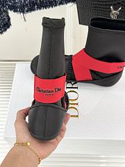 Kitlife Dior 25WF Lettered Cross Elastic Band Ballet Stretch Ankle Boots Black & Red - 2