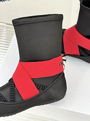 Kitlife Dior 25WF Lettered Cross Elastic Band Ballet Stretch Ankle Boots Black & Red - 3
