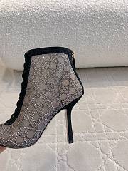 Kitlife Dior Capture Heeled Ankle Boot Transparent Mesh with Silver-Tone Strass Cannage Motif and Black Suede Goatskin - 5
