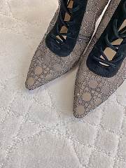 Kitlife Dior Capture Heeled Ankle Boot Transparent Mesh with Silver-Tone Strass Cannage Motif and Black Suede Goatskin - 6