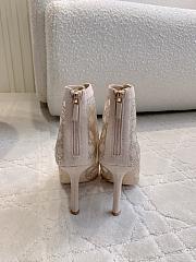 Kitlife Dior Capture Heeled Ankle Boot Transparent Mesh with Silver-Tone Strass Cannage Motif and Beige Suede Goatskin - 6