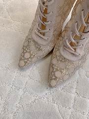 Kitlife Dior Capture Heeled Ankle Boot Transparent Mesh with Silver-Tone Strass Cannage Motif and Beige Suede Goatskin - 4