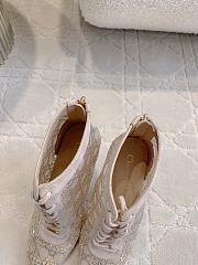 Kitlife Dior Capture Heeled Ankle Boot Transparent Mesh with Silver-Tone Strass Cannage Motif and Beige Suede Goatskin - 3