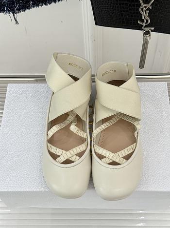 Kitlife Dior Shade White Leather Ballerinas With Elastic Bands