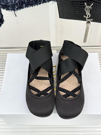 Kitlife Dior Shade Black Leather Ballerinas With Elastic Bands