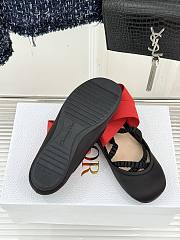 Kitlife Dior Shade Black Leather Ballerinas With Red Elastic Bands - 6