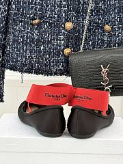 Kitlife Dior Shade Black Leather Ballerinas With Red Elastic Bands - 4