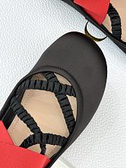 Kitlife Dior Shade Black Leather Ballerinas With Red Elastic Bands - 2